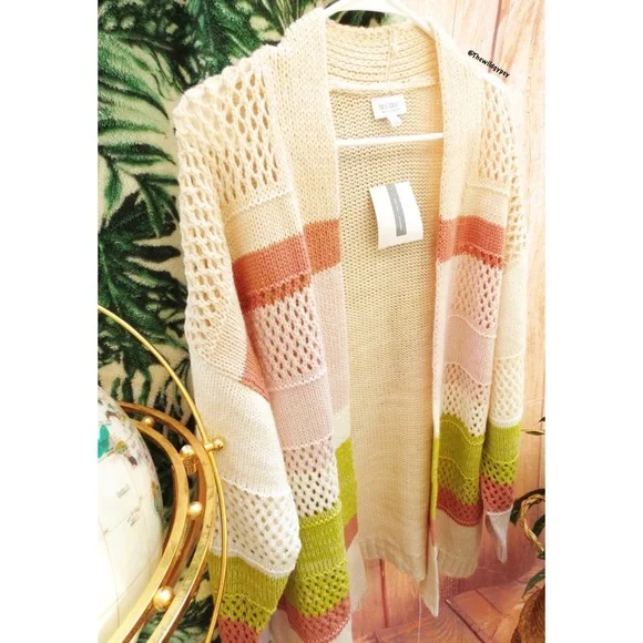 NEW Cozy colorful colorblock open knit cardigan 🍁 - Picture 4 of 7